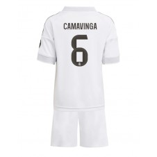 Real Madrid Eduardo Camavinga #6 Hemmaställ Barn 2025-26 Korta ärmar (+ Korta byxor)
